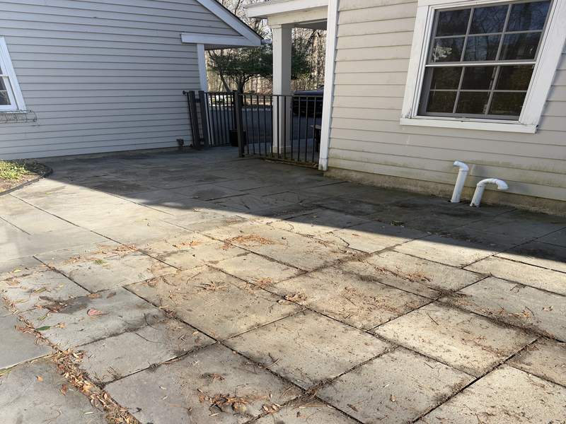 Before powerwashing patio